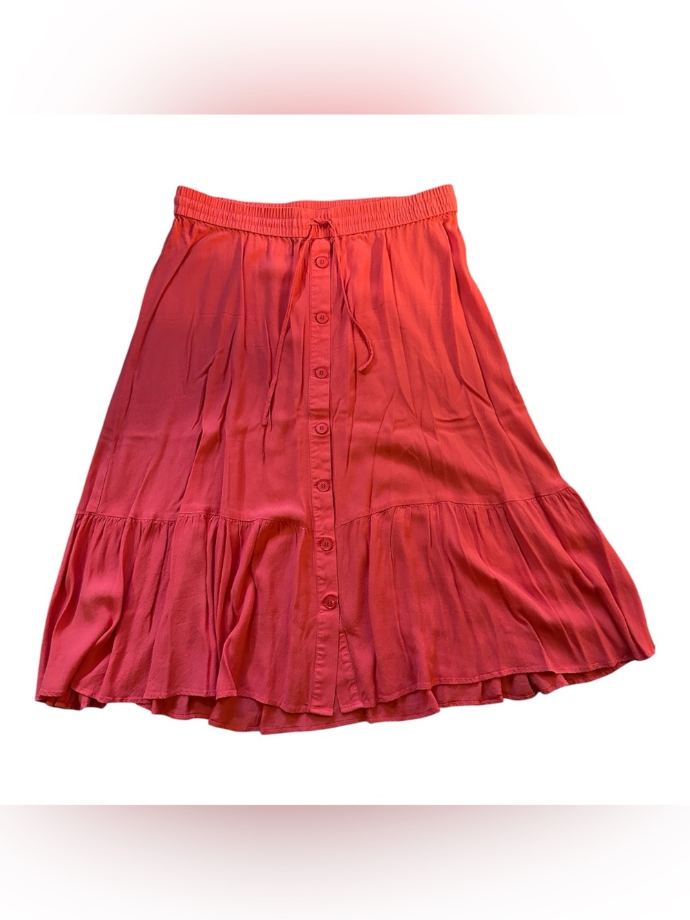Talbots Coral Button-Front Midi Skirt